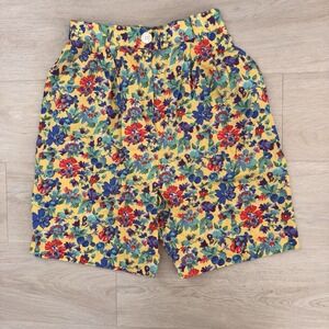 Vintage F.I. Malik Floral Shorts Sz 8 High Waist Made USA 80s Retro Women's